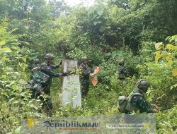 Pastikan Keutuhan Wilayah NKRI, Satgas Yonif 512/QY Gelar Patroli Patok Batas Negara di Distrik Yaffi