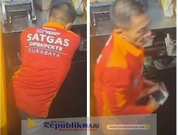 Terekam Kamera CCTV, Pria Pakai Kaos DPRKPCKTR Kota Surabaya Curi HP Dan Uang Tunai